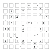 printable 8 by 8 More or Less math Sudoku for children