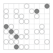 printable Japanese Masyu logic puzzle for kids and math students