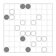 printable Japanese Masyu logic puzzle for kids and math students