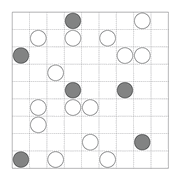 printable Japanese Masyu logic puzzle for kids and math students