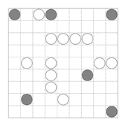 printable Japanese Masyu logic puzzle for kids and math students