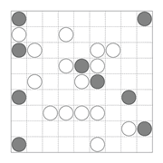 printable Japanese Masyu logic puzzle for kids and math students