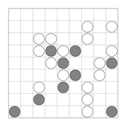 printable Japanese Masyu logic puzzle for kids and math students