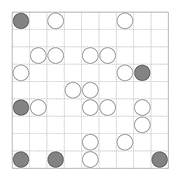 printable Japanese Masyu logic puzzle for kids and math students