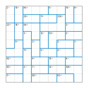 printable 9 by 9 mathdoku math operations puzzle for kids and math students