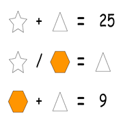 printable Shape Algebra math and IQ puzzle