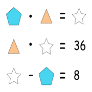 printable Shape Algebra math and IQ puzzle