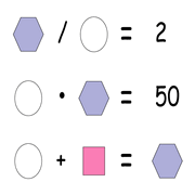 printable Shape Algebra math and IQ puzzle