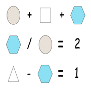 printable Shape Algebra math and IQ puzzle