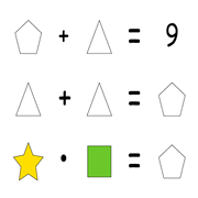 printable Shape Algebra math and IQ puzzle