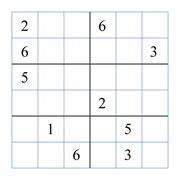 difficult 6 by 6 sudoky puzzle for kids