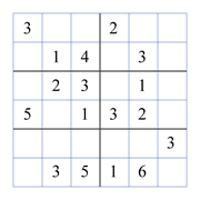 printable 6 by 6 sudoky puzzle for kids
