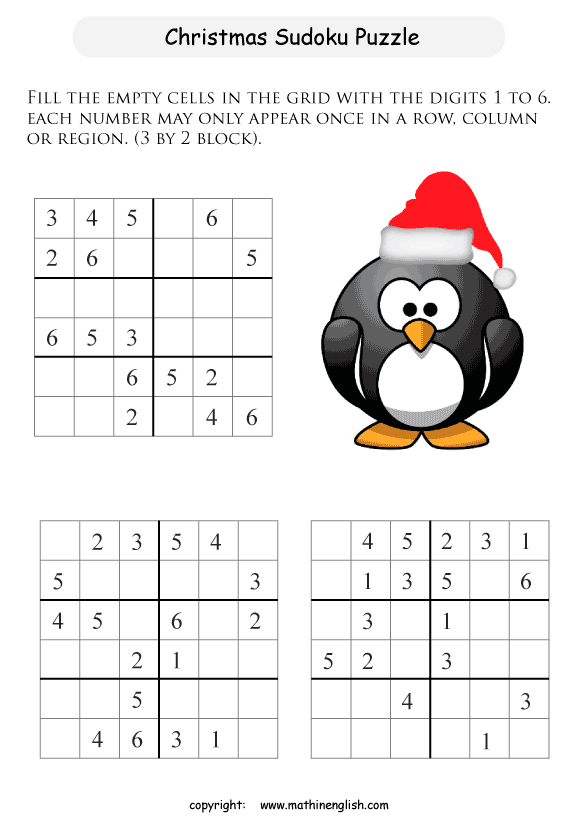 Printable Christmas Sudoku Puzzles For Kids And Math Students Printable Christmas Sudoku Puzzles For Kids And Math Students