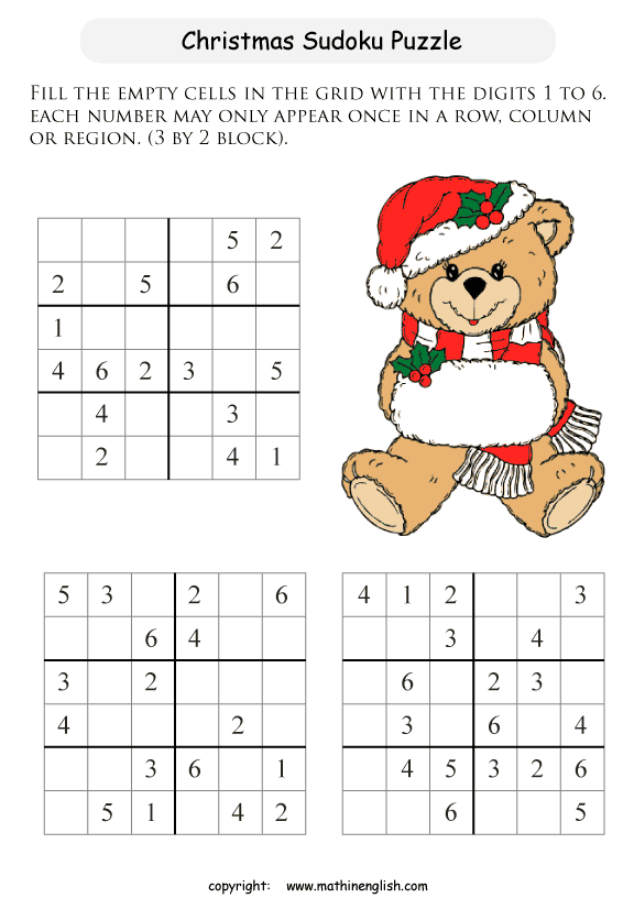 Printable Christmas Sudoku Puzzles For Kids And Math Students Printable Christmas Sudoku Puzzles For Kids And Math Students