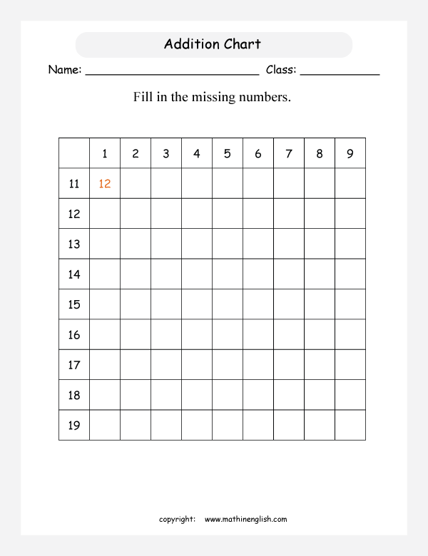 1 30 Number Chart Printable