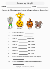 comparing length worksheets for primary math  