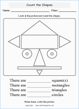 basic shapes geometry math worksheets for primary math class 