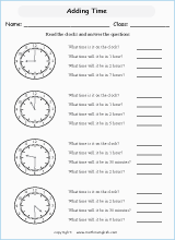 telling time worksheets for primary math