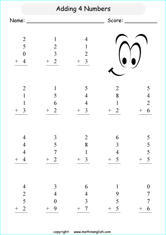 printable math 1 digit addition worksheets