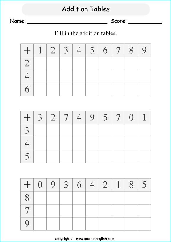 printable math 1 digit addition worksheets