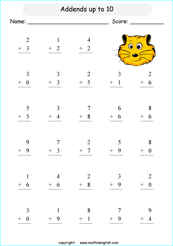 printable math 1 digit addition worksheets