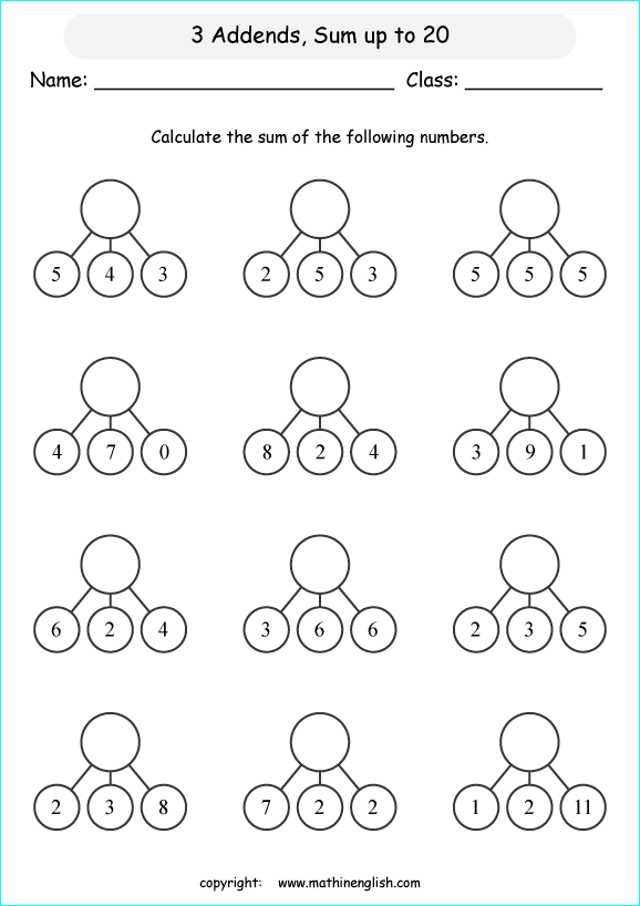 printable math addition number bonds worksheets