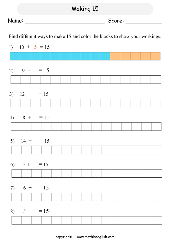 Printable primary math worksheet for math grades 1 to 6 based on the