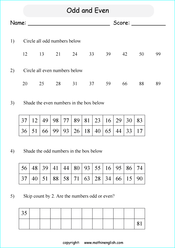 Even odd math worksheets 2nd grade