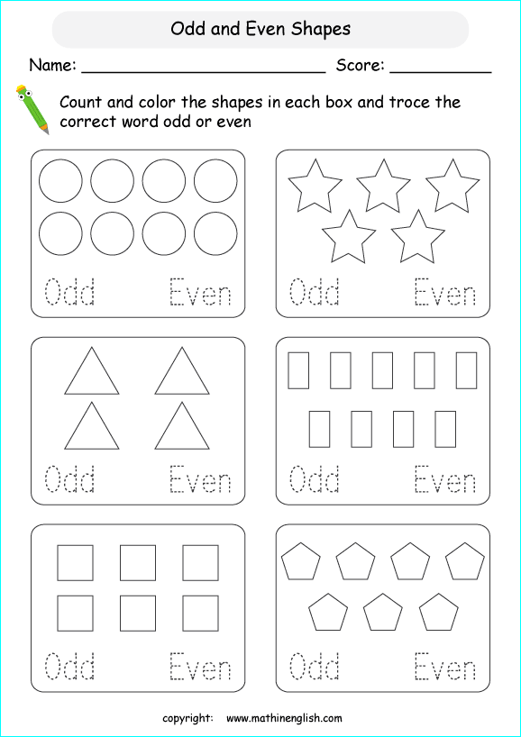 printable math odd and even numbers worksheets for kids in primary and elementary math class 