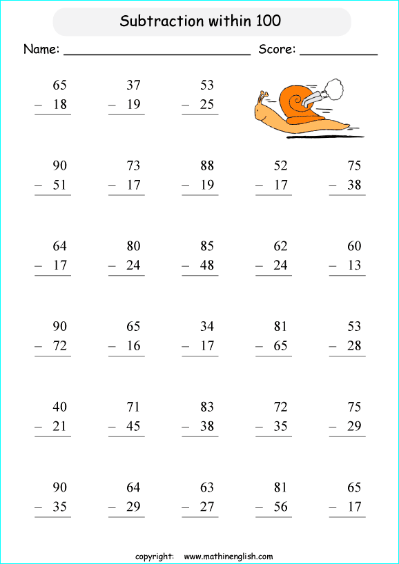 math subtraction worksheets for grade 1