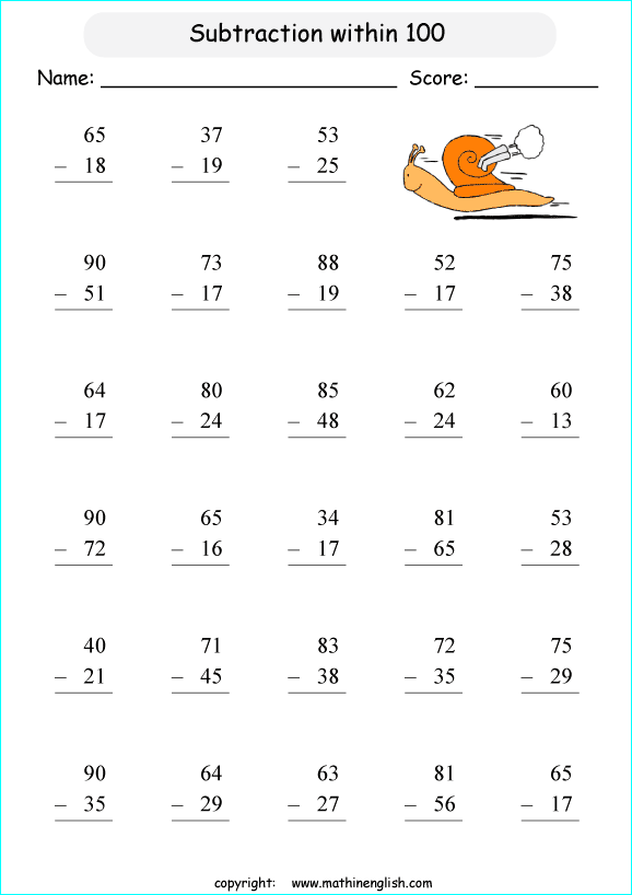 Printable primary math worksheet for math grades 1 to 6 based on the