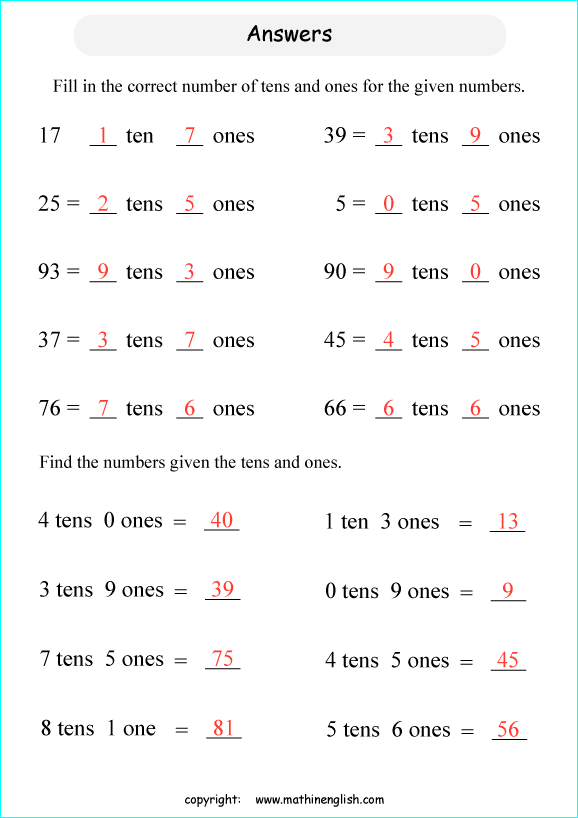 printable math place value of decimals worksheets for kids in primary and elementary math class 