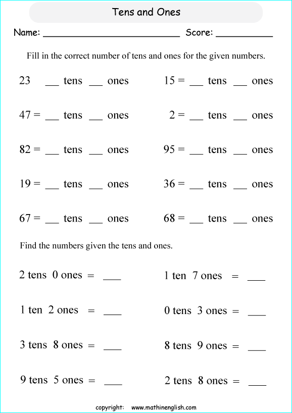 Printable Primary Math Worksheet For Math Grades 1 To 6 Based On The Singapore Math Curriculum