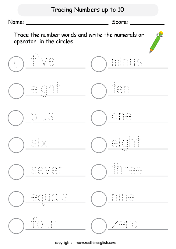 printable math writing and spelling numbers worksheets