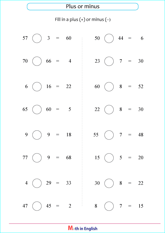 printable math addition subtraction mixed worksheets