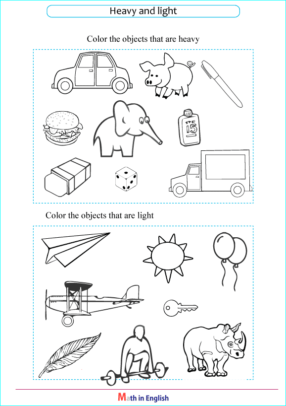 Heavy Vs Light Worksheets Heavy And Light Worksheet Ehealthrecordde