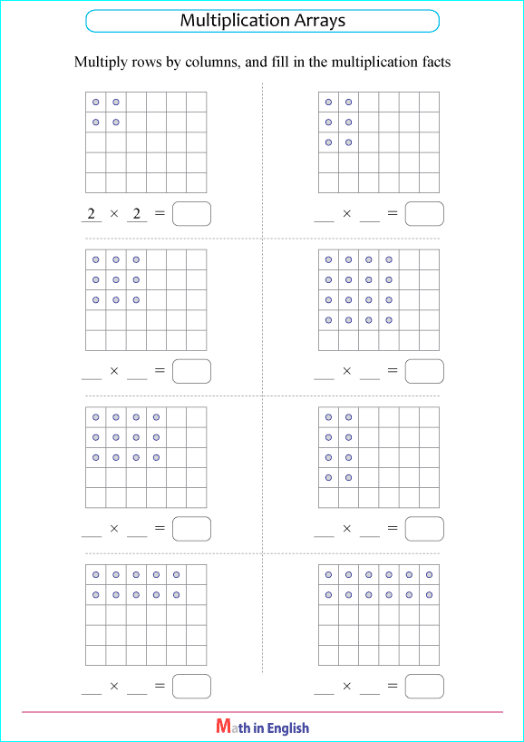 multiplication arrays of dots