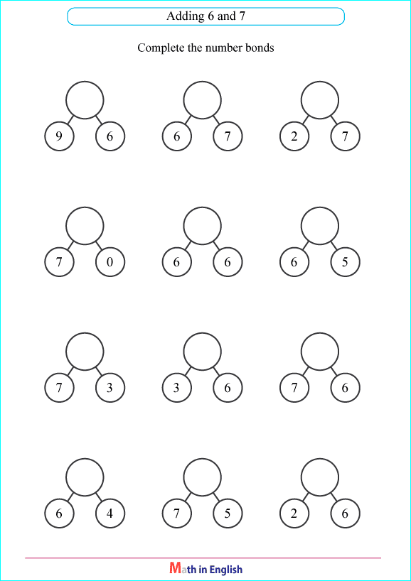 number bonds with a 4 or 5 worksheet