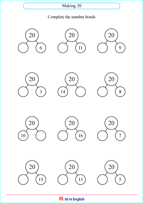 number bonds homework year 1