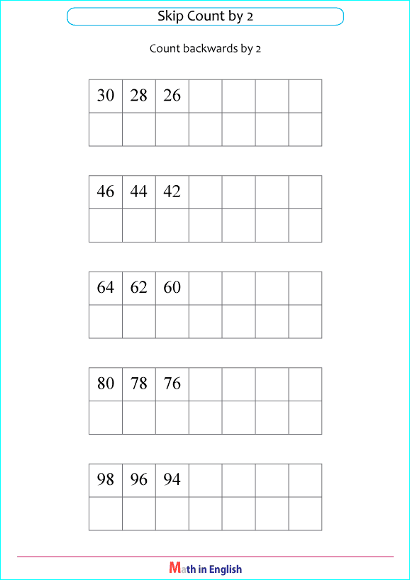 Skip backward by 2 worksheets