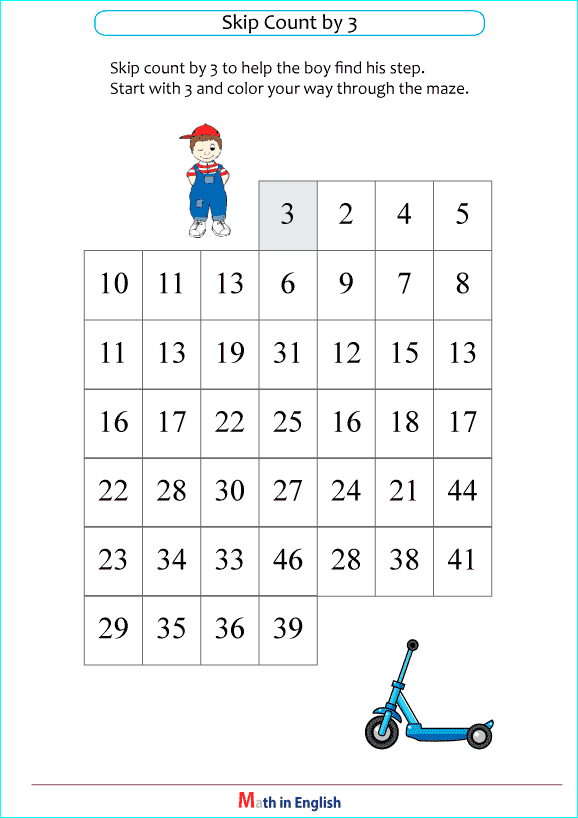 skip addition by 3 worksheet