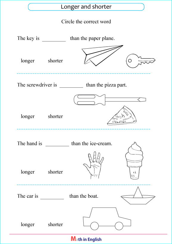 Length Worksheet For Grade 1