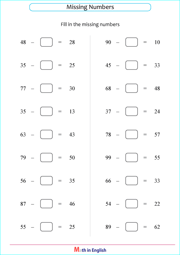 subtraction-within-100-worksheets