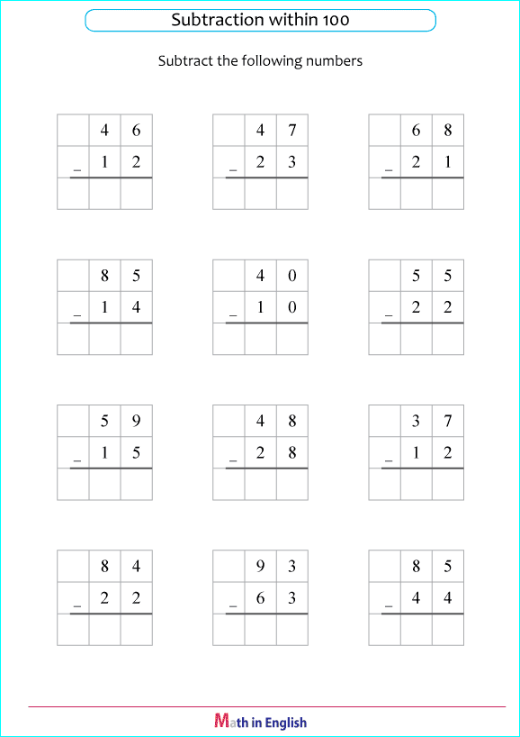 subtraction without borrowing