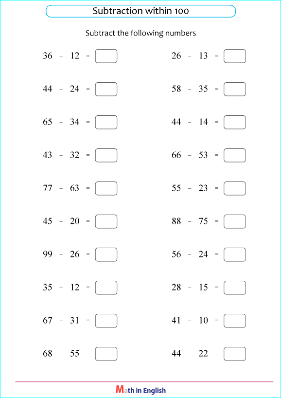 subtraction without borrowing