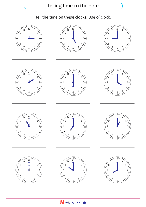 telling time to the nearest hour