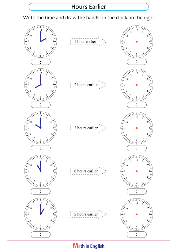 telling time whole hour intervals