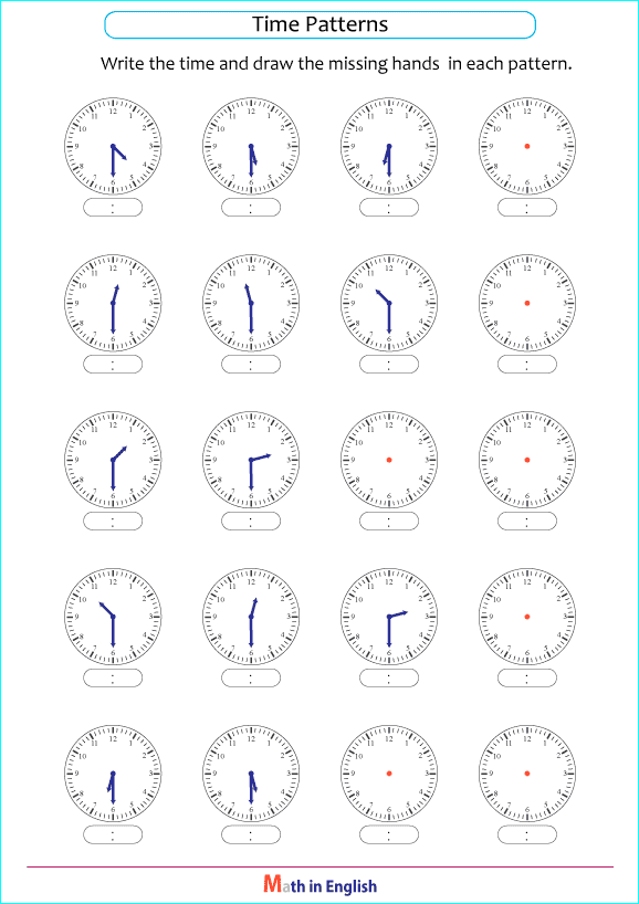 complete the time sequences grade 1 math