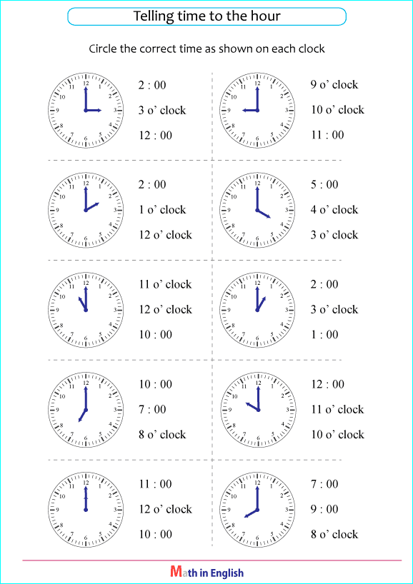 read clock to nearest hour
