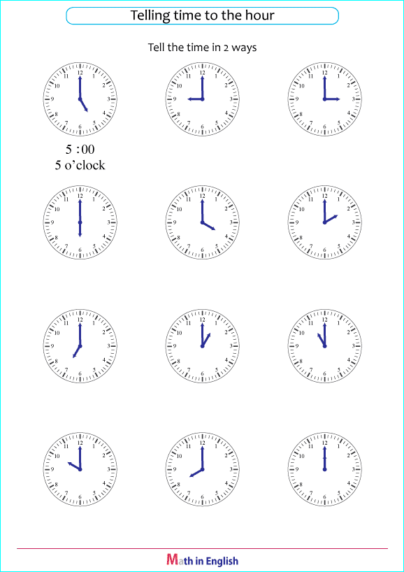 read clock using o'clock and digital